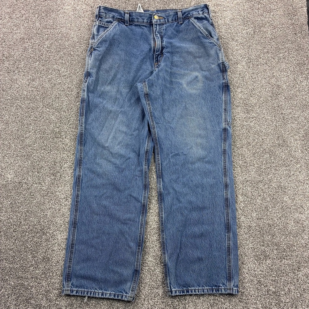 Vintage Y2K Carhartt‎ Carpenter Jeans Mens 34x30 Light Wash Denim Baggy Relaxed